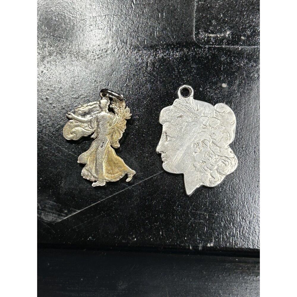 RARE Pair Of US Silver Cut-Out Coins . Morgan Dollar And Walking Liberty Jewelry